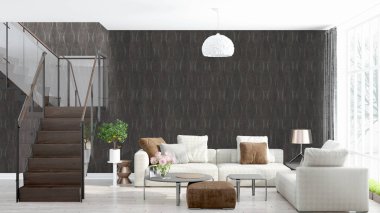 Modern parlak iç. 3D render