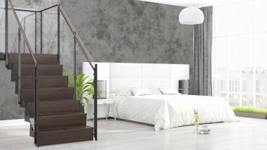 Modern parlak iç. 3D render