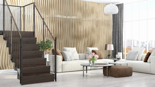 Modern bright interior . 3D rendering — Stock Photo, Image