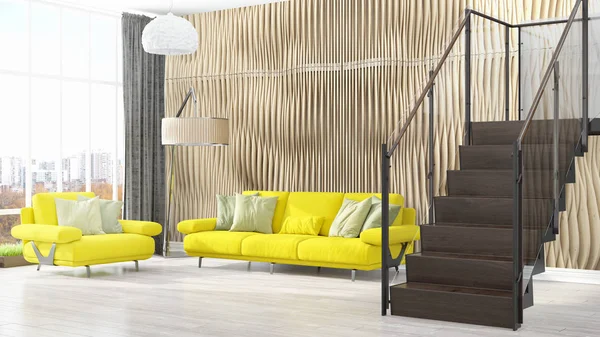 Modern bright interior . 3D rendering — Stock Photo, Image