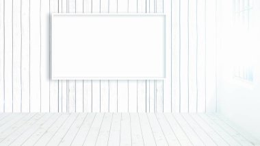 Boş çerçeve ile modern parlak iç. 3D render