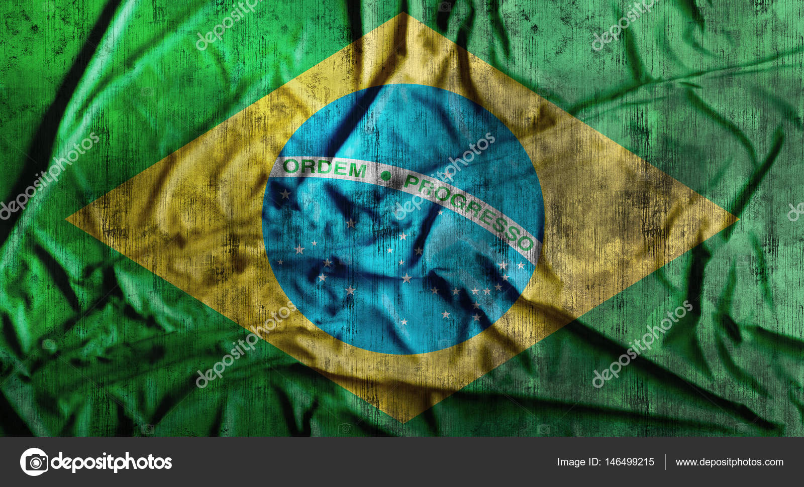 Grunge Amassado A Bandeira Do Brasil Renderização 3d Stock Photo