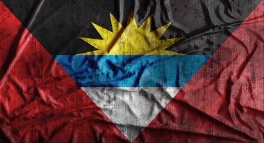 Grunge Antigua ve Barbuda bayrağı buruşuk. 3D render