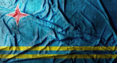 Grunge Aruba bayrağı buruşuk. 3D render