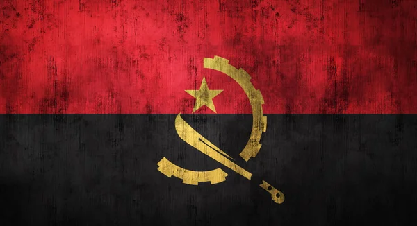 O Grunge amassou a bandeira de Angola. Renderização 3d — Fotografia de Stock