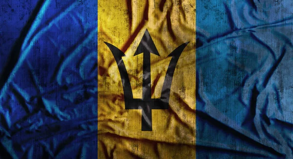 Grunge zmačkaný vlajka Barbadosu. 3D vykreslování — Stock fotografie