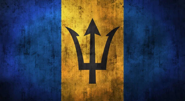Grunge arrugó la bandera de Barbados. renderizado 3d — Foto de Stock