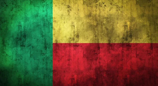 Grunge verfrommeld Benin vlag. 3D-rendering — Stockfoto