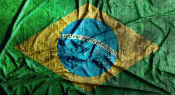 Grunge amassou a bandeira do Brasil. Renderização 3d — Fotografia de Stock