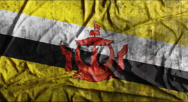 Grunge zmačkaný vlajka Bruneje. 3D vykreslování — Stock fotografie