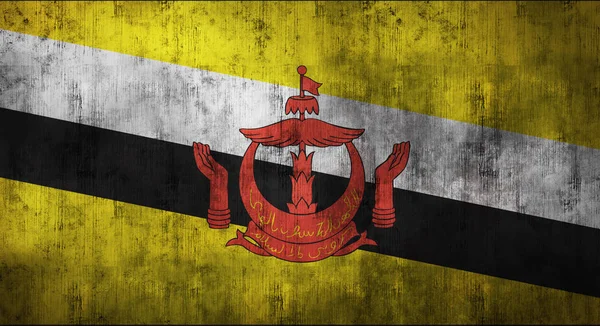 Grunge arrugó la bandera de Brunei. renderizado 3d — Foto de Stock