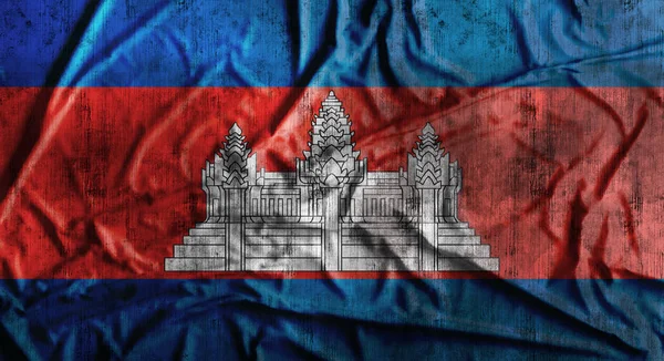 Grunge 皱巴巴的柬埔寨国旗。3d 渲染 — 图库照片