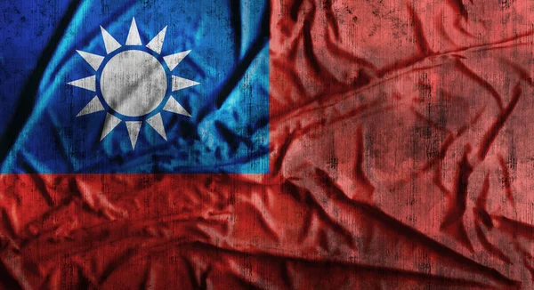 Grunge crumpled Taiwan flag. 3d rendering