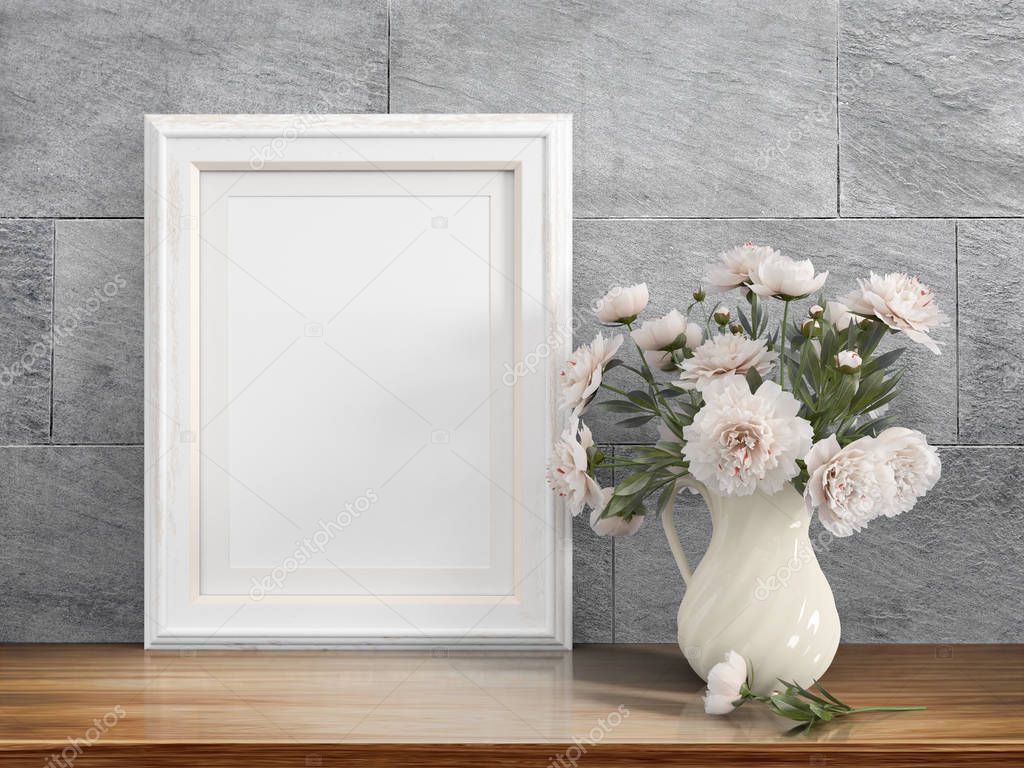 Mock up blank frame. 3d rendering