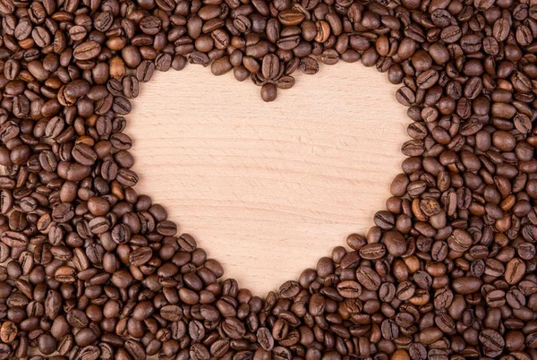 Heart coffee frame made of coffee beans