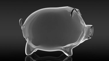 Şeffaf boş kumbara. 3D render