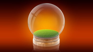 Şeffaf boş izole küre topu ile yer. 3D render.