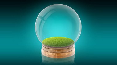 Şeffaf boş izole küre topu ile yer. 3D render.