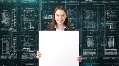 İşkadını mimar mühendis inşaat tasarım ve iş kavramı