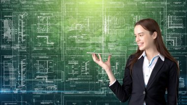 İşkadını mimar mühendis inşaat tasarım ve iş kavramı