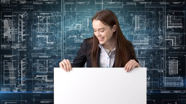 İşkadını mimar mühendis inşaat tasarım ve iş kavramı