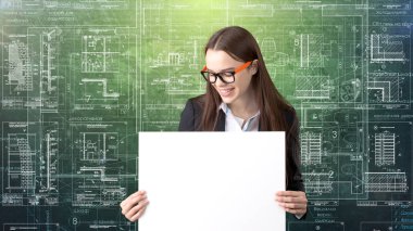 İşkadını mimar mühendis inşaat tasarım ve iş kavramı