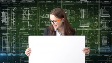 İşkadını mimar mühendis inşaat tasarım ve iş kavramı