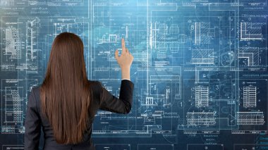 İşkadını mimar mühendis inşaat tasarım ve iş kavramı