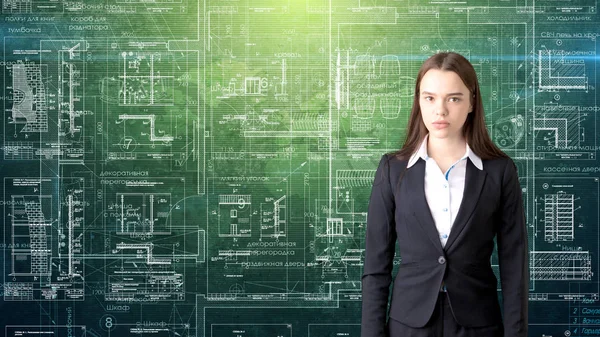 İşkadını mimar mühendis inşaat tasarım ve iş kavramı