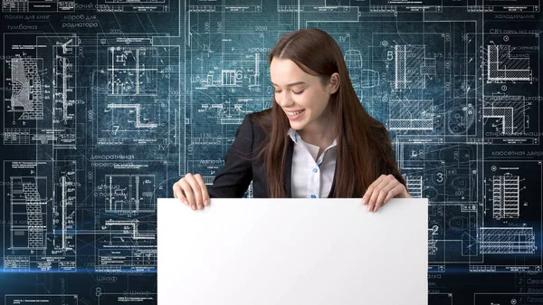 İşkadını mimar mühendis inşaat tasarım ve iş kavramı