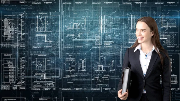 İşkadını mimar mühendis inşaat tasarım ve iş kavramı