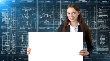 İşkadını mimar mühendis inşaat tasarım ve iş kavramı