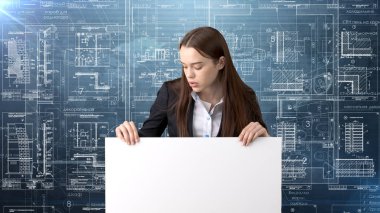 İşkadını mimar mühendis inşaat tasarım ve iş kavramı