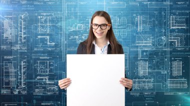 İşkadını mimar mühendis inşaat tasarım ve iş kavramı