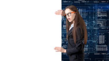 İşkadını mimar mühendis inşaat tasarım ve iş kavramı