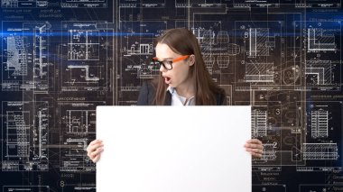 İşkadını mimar mühendis inşaat tasarım ve iş kavramı