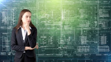 İşkadını mimar mühendis inşaat tasarım ve iş kavramı