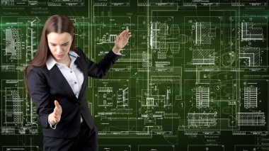 İşkadını mimar mühendis inşaat tasarım ve iş kavramı