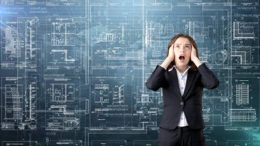 İşkadını mimar mühendis inşaat tasarım ve iş kavramı