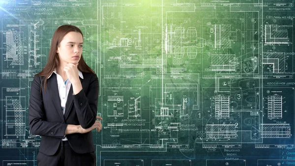 İşkadını mimar mühendis inşaat tasarım ve iş kavramı