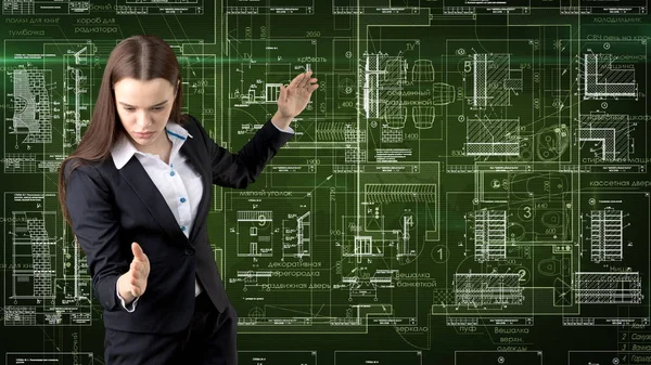 İşkadını mimar mühendis inşaat tasarım ve iş kavramı