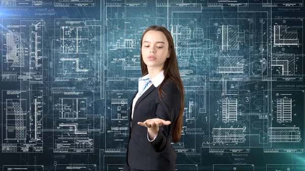 İşkadını mimar mühendis inşaat tasarım ve iş kavramı