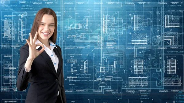 İşkadını mimar mühendis inşaat tasarım ve iş kavramı