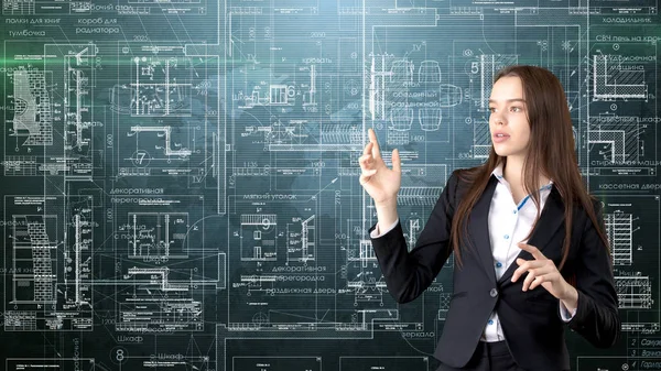 İşkadını mimar mühendis inşaat tasarım ve iş kavramı