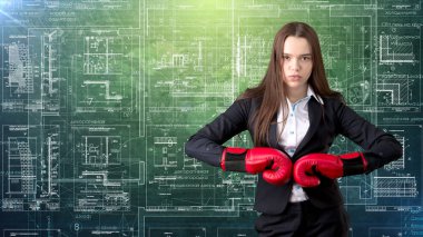 İşkadını mimar mühendis inşaat tasarım ve iş kavramı