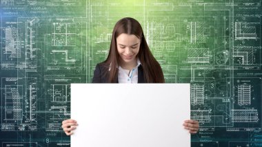 İşkadını mimar mühendis inşaat tasarım ve iş kavramı