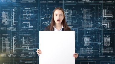 İşkadını mimar mühendis inşaat tasarım ve iş kavramı