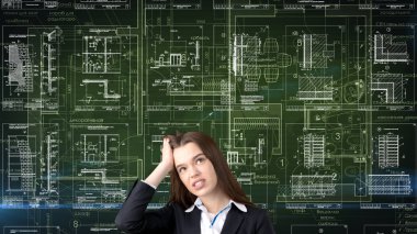 İşkadını mimar mühendis inşaat tasarım ve iş kavramı