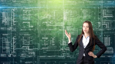 İşkadını mimar mühendis inşaat tasarım ve iş kavramı