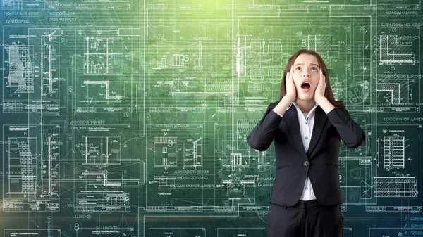 İşkadını mimar mühendis inşaat tasarım ve iş kavramı